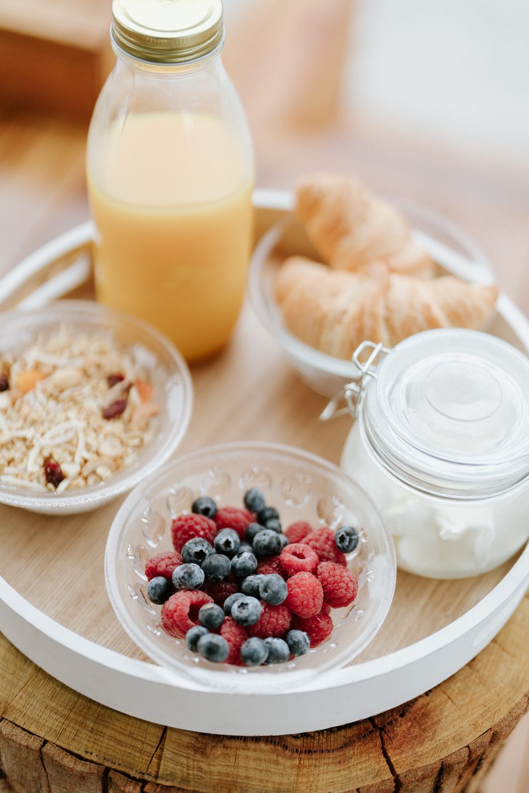 A complimentary breakfast tray to start the morning