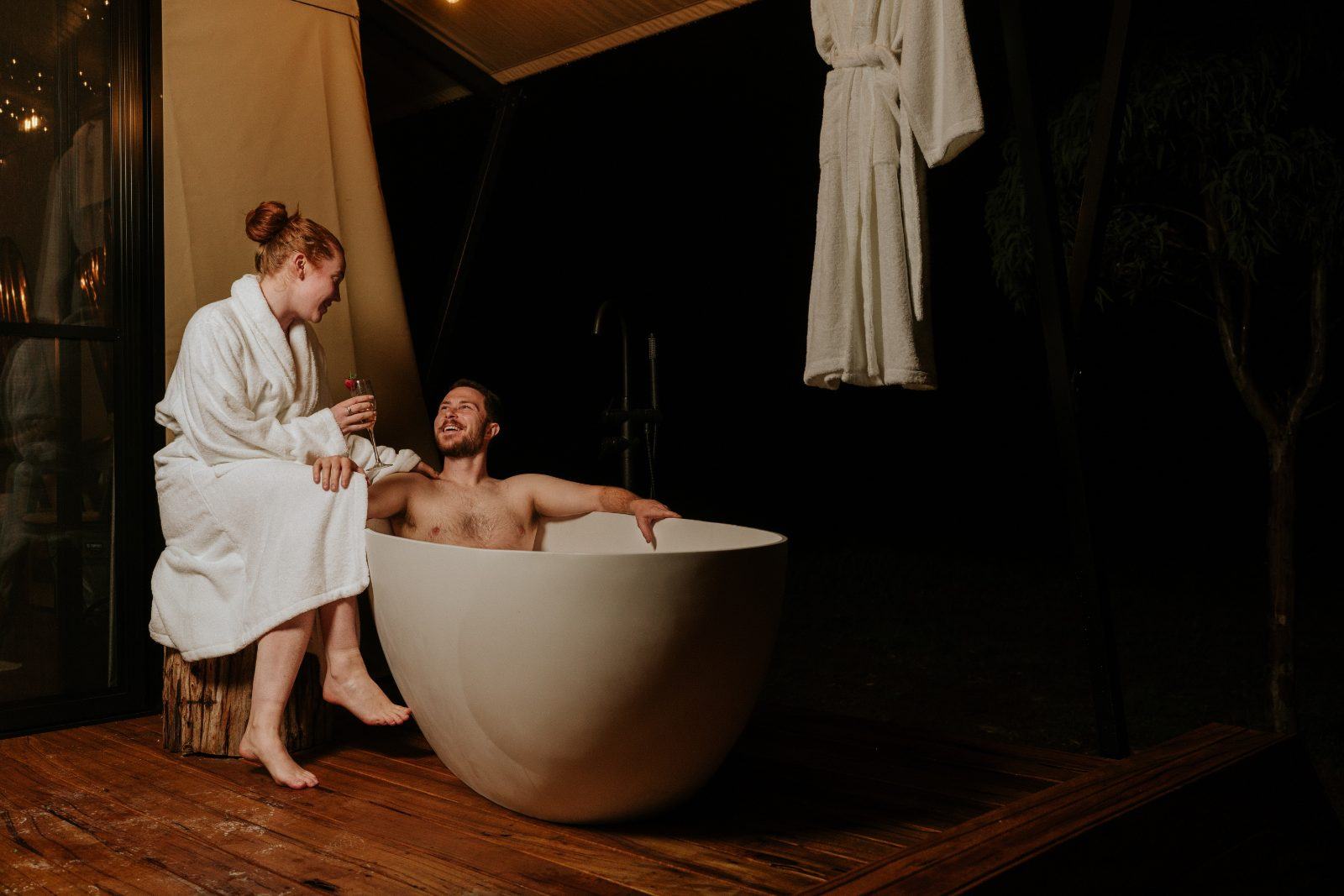 A soak in the outdoor bath after dark