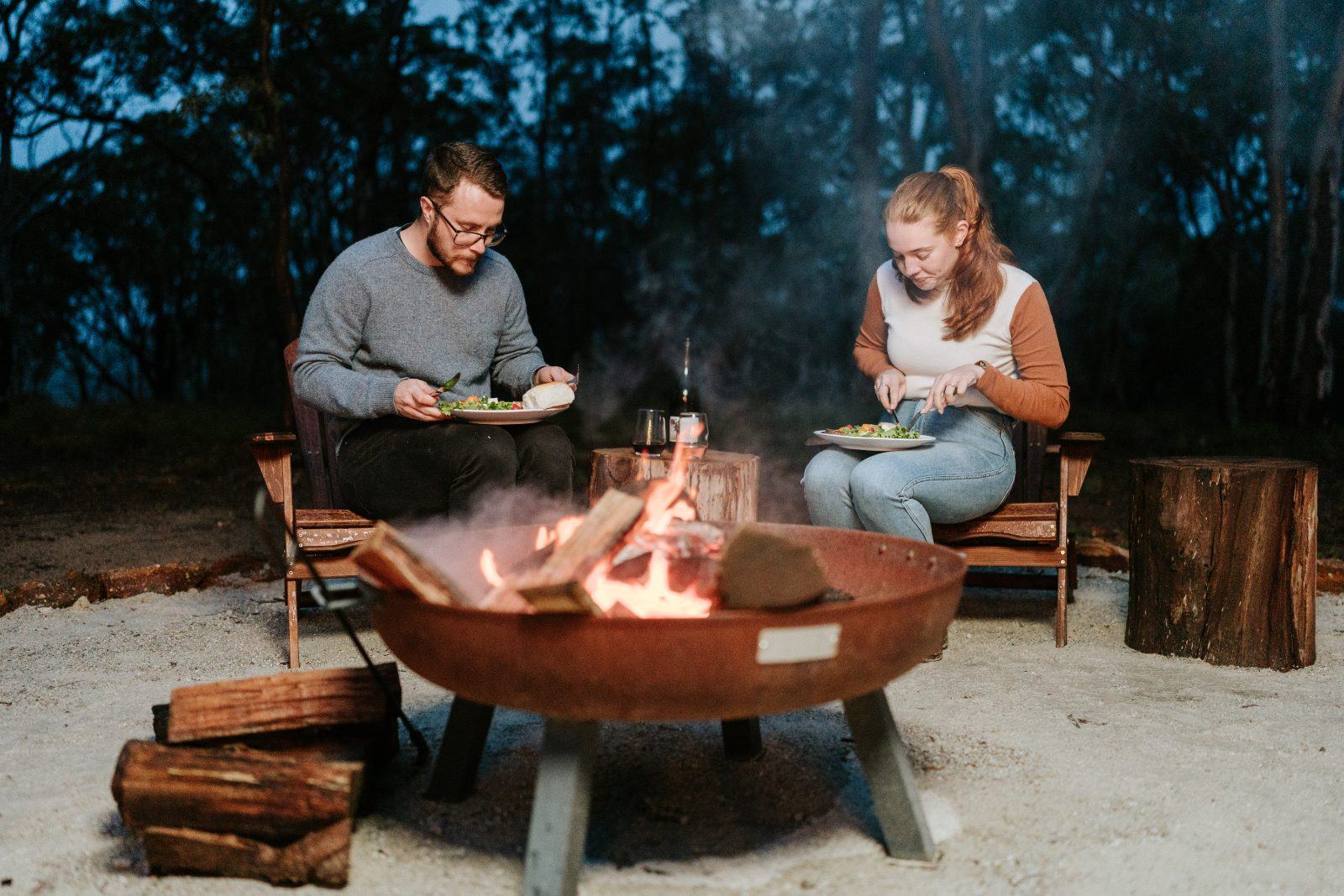 Dinner by the fire pit under the stars