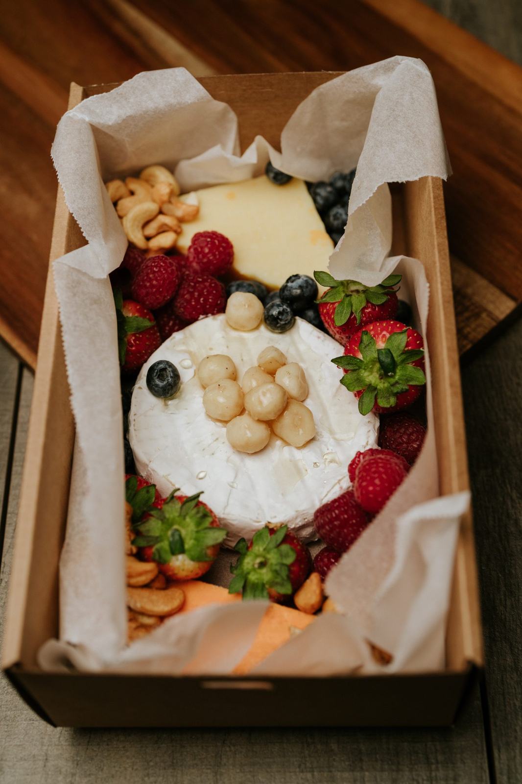 Cheese pack — including nuts and seasonal fruit