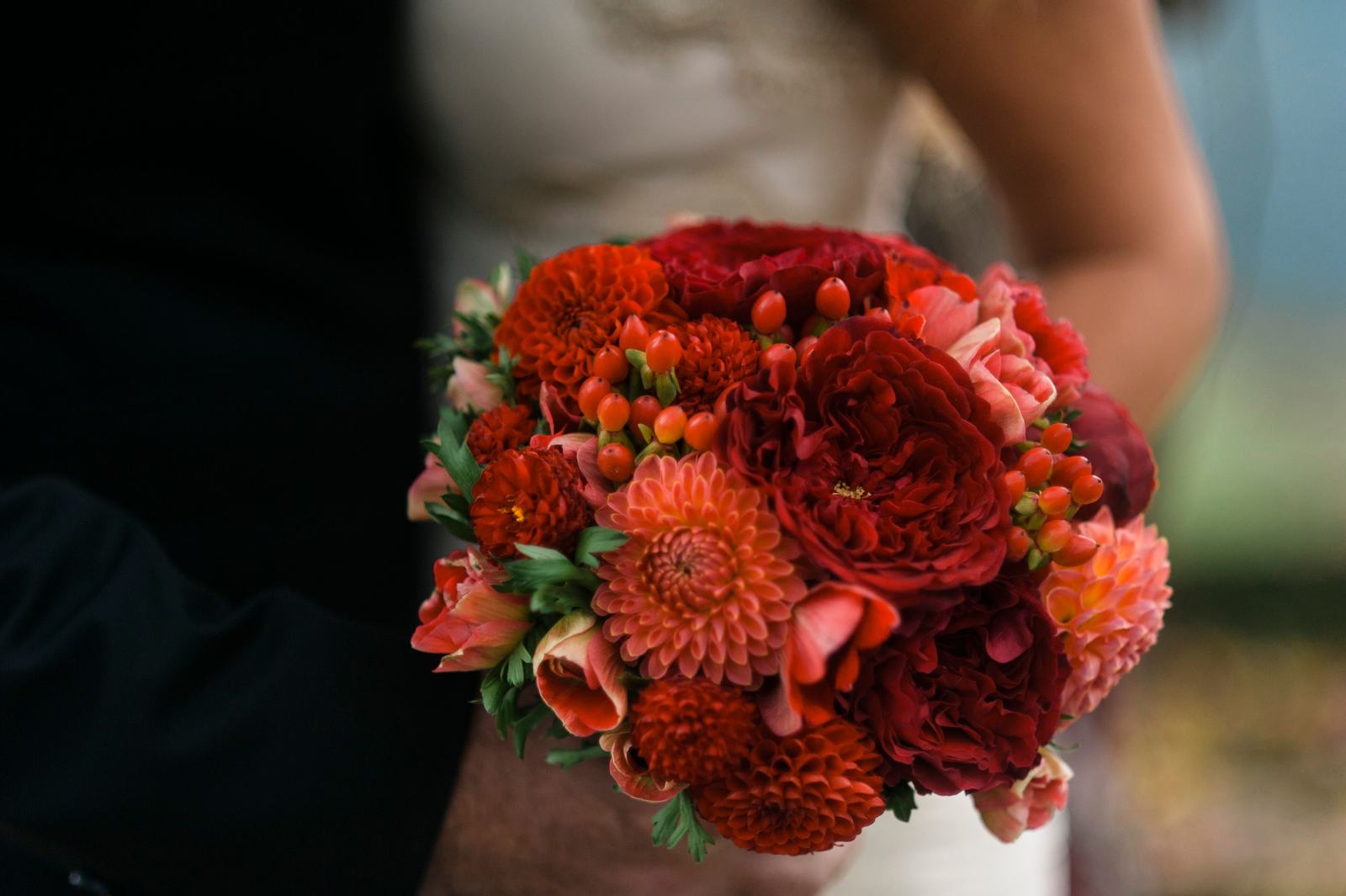Fresh seasonal bouquet, cosmos, dahlias, garden blooms